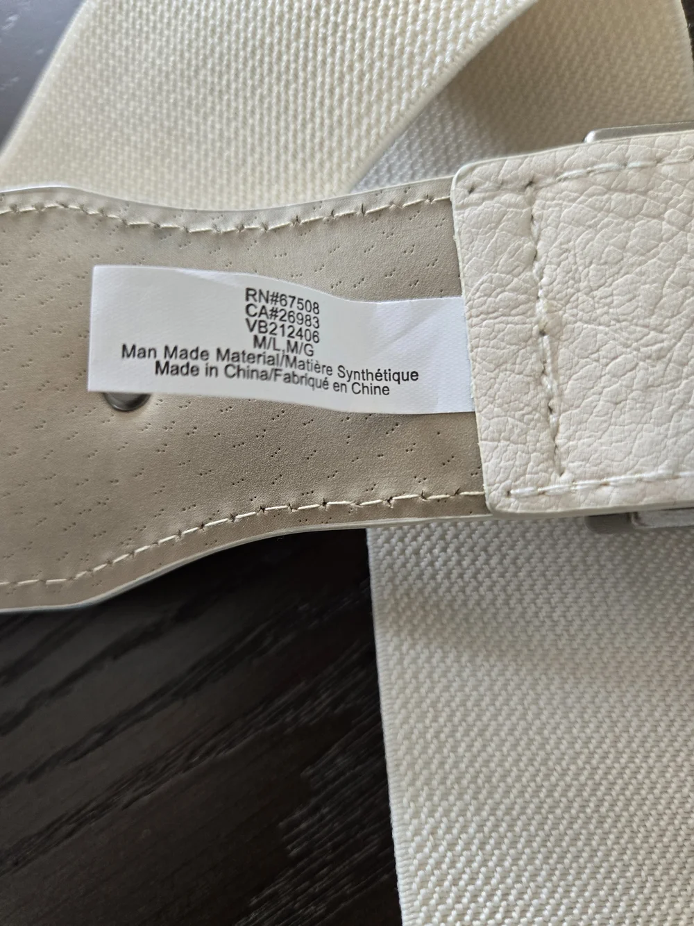 Vince Camuto Cream Stretch Belt with Silver Western Buckle